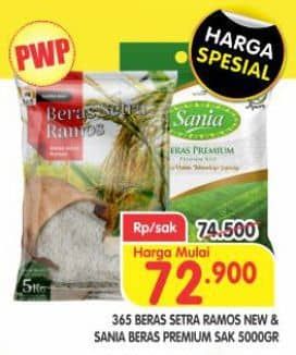 Promo Harga 365 Beras/Sania Beras Premium   - Superindo