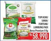 Promo Harga TOPI KOKI/SANIA/FORTUNE/LUMBUNG PADI Beras Premium  - Hypermart