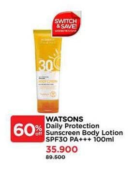 Promo Harga Watsons Daily Protection Sunscreen Body Lotion SPF30 PA+++ 100 ml - Watsons