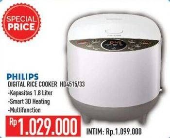 Promo Harga PHILIPS HD4515 Fuzzy Logic Rice Cooker 33  - Hypermart