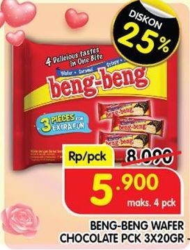 Promo Harga Beng-beng Wafer Chocolate per 3 pcs 20 gr - Superindo