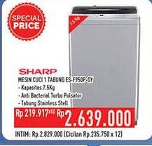 Promo Harga SHARP ES-F950P-GY | Washing Machine  - Hypermart