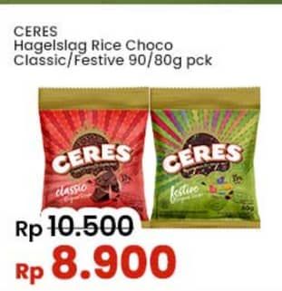 Promo Harga Ceres Hagelslag Rice Choco Classic, Festive 90 gr - Indomaret