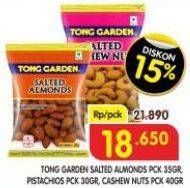 Promo Harga Tong Garden Snack Kacang Salted Almonds, Salted Pistachios, Salted Cashew Nuts 35 gr - Superindo