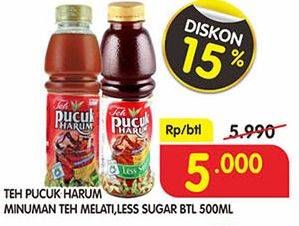 Promo Harga TEH PUCUK HARUM Minuman Teh Jasmine, Less Sugar 500 ml - Superindo