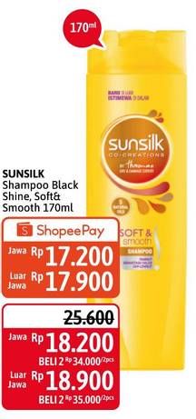 Promo Harga SUNSILK Shampoo Black Shine, Soft Smooth 170 ml - Alfamidi