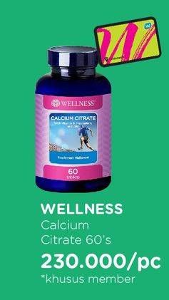 Promo Harga WELLNESS Calcium Citrate 60 pcs - Watsons