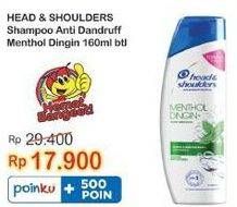 Promo Harga HEAD & SHOULDERS Shampoo Cool Menthol 160 ml - Indomaret