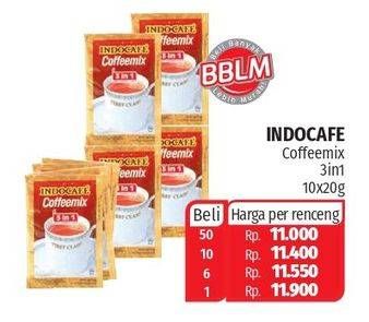 Promo Harga Indocafe Coffeemix per 10 sachet 20 gr - Lotte Grosir