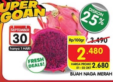 Promo Harga Buah Naga Merah per 100 gr - Superindo