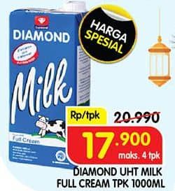 Promo Harga Diamond Milk UHT Full Cream 1000 ml - Superindo
