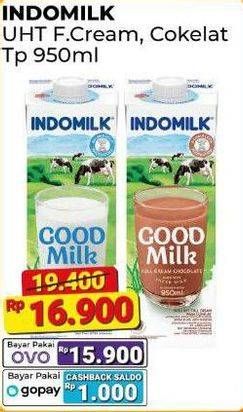 Promo Harga Indomilk Susu UHT Cokelat, Full Cream Plain 950 ml - Alfamart