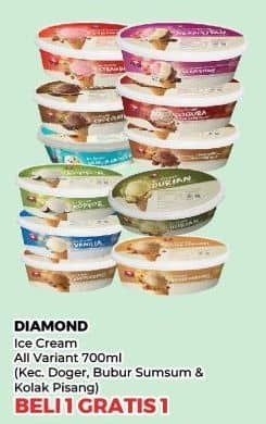 Promo Harga Diamond Ice Cream Kecuali Es Doger, Kecuali Bubur Sumsum, Kecuali Kolak Pisang 700 ml - Yogya