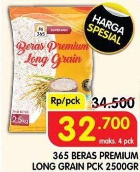 Promo Harga 365 Beras Premium Long Grain 2500 gr - Superindo