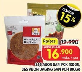Promo Harga 365 Abon Sapi Original, Super 100 gr - Superindo