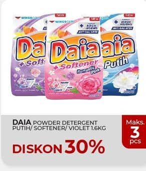 Promo Harga Daia Deterjen Bubuk Putih, + Softener Pink, + Softener Violet 1700 gr - Yogya