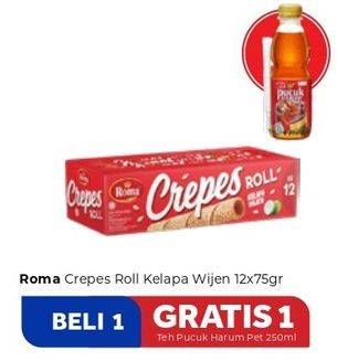 Promo Harga ROMA Crepes Roll Kelapa Wijen per 12 pcs 7 gr - Carrefour