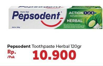 Promo Harga PEPSODENT Pasta Gigi Action 123 Herbal 120 gr - Carrefour