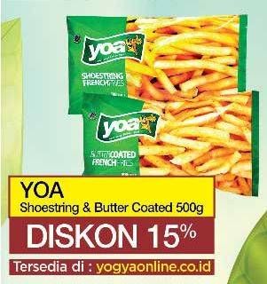 Promo Harga YOA French Fries Shoestring, Butter Coated 500 gr - Yogya