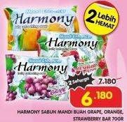 Promo Harga HARMONY Sabun Batang Wangi Grape, Orange, Strawberry 70 gr - Superindo