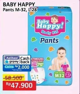 Promo Harga Baby Happy Body Fit Pants M32, L28 28 pcs - Alfamart