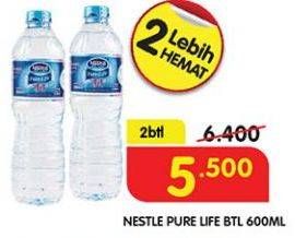 Promo Harga NESTLE Pure Life Air Mineral per 2 botol 600 ml - Superindo