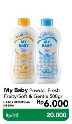 Promo Harga MY BABY Baby Powder Fresh Fruity, Soft Gentle 500 gr - Carrefour
