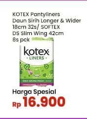 Promo Harga Kotex Pantyliners Daun Sirih Longer & Wider/Softex Daun Sirih  - Indomaret