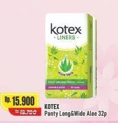 Promo Harga Kotex Fresh Liners Longer & Wider Scented Aloevera 32 pcs - Alfamart