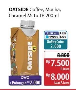 Promo Harga Oatside UHT Milk Coffee, Caramel Machiato, Mocha 200 ml - Alfamidi