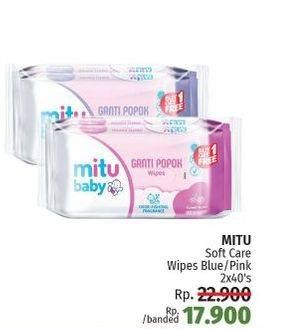 Promo Harga MITU Baby Wipes Ganti Popok Blue Charming Lily, Pink Sweet Rose 50 pcs - LotteMart