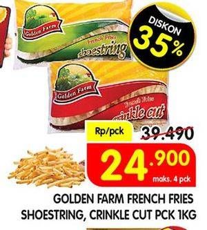 Promo Harga GOLDEN FARM French Fries Crinkle, Shoestring 1000 gr - Superindo