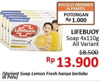 Promo Harga LIFEBUOY Bar Soap All Variants per 4 pcs 110 gr - Alfamidi