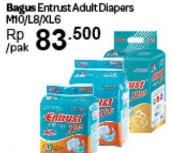 Promo Harga Bagus Entrust Adult Diapers M10, L8, XL6  - Carrefour