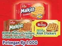 Promo Harga Roma Malkist Cream Crackers, Abon, Crackers 135 gr - Hypermart