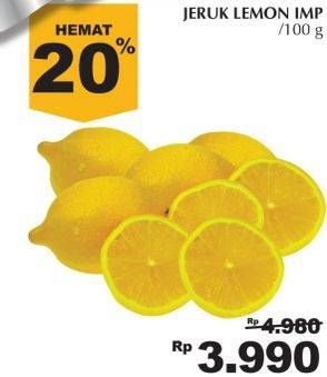 Promo Harga Jeruk Lemon Import per 100 gr - Giant