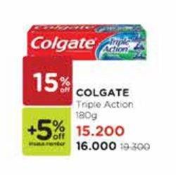 Promo Harga COLGATE Toothpaste Triple Action 180 gr - Watsons