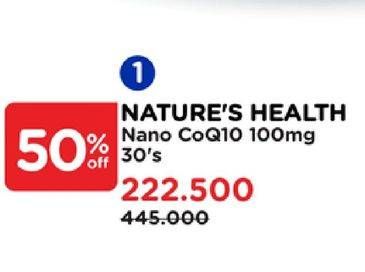 Promo Harga Natures Health Nano CoQ10 30 pcs - Watsons