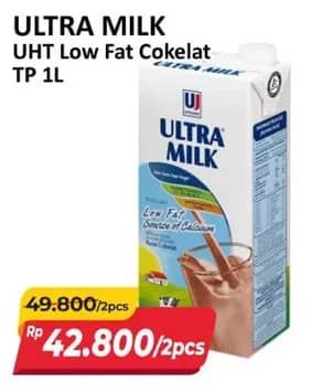 Promo Harga Ultra Milk Susu UHT Low Fat Coklat 1000 ml - Alfamart