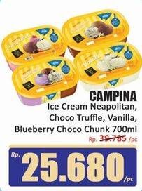 Promo Harga Campina Ice Cream Neapolitan, Chocolate Truffle, Vanilla, Blueberry Choco Chunk 700 ml - Hari Hari