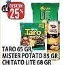 Promo Harga TARO 65g, MISTER POTATO 85g, CHITATO LITE 68g  - Hypermart