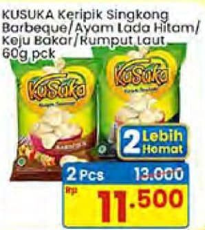 Promo Harga Kusuka Keripik Singkong Barbeque, Ayam Lada Hitam, Keju Bakar, Rumput Laut 60 gr - Indomaret