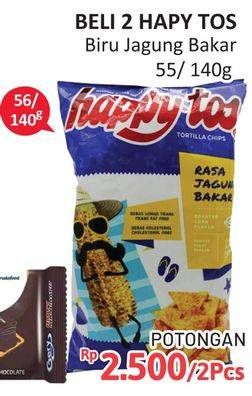 Promo Harga Happy Tos Tortilla Chips Jagung Bakar/Roasted Corn 55 gr - Alfamidi