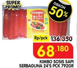 Promo Harga Kimbo Sosis Sapi Serbaguna 792 gr - Superindo