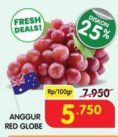 Promo Harga Anggur Red Globe per 100 gr - Superindo