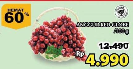 Promo Harga Anggur Red Globe per 100 gr - Giant