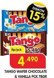 Promo Harga TANGO Wafer Chocolate, Vanilla Milk 78 gr - Superindo
