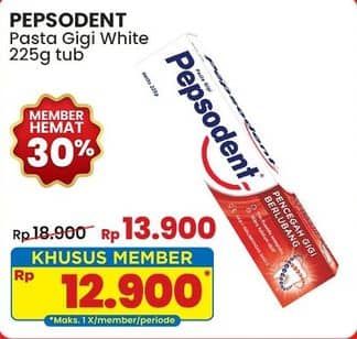 Promo Harga Pepsodent Pasta Gigi Pencegah Gigi Berlubang White 225 gr - Indomaret