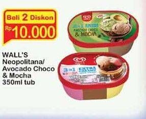 Promo Harga WALLS Ice Cream Neopolitana, Avocado Choco Mocha per 2 pcs 350 ml - Indomaret