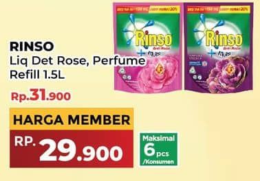 Promo Harga Rinso Liquid Detergent + Molto Pink Rose Fresh 1500 ml - Yogya